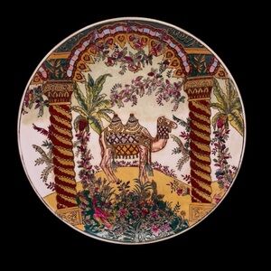 RARE Vintage Artaud Decorative Plate With Camel & Palm Trees Scene 10" Diameter